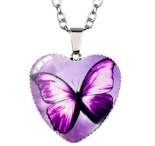 Load image into Gallery viewer, The Fibro Spot Awareness Necklace - Butterfly Under Glass