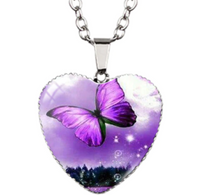 Load image into Gallery viewer, The Fibro Spot Awareness Necklace - Butterfly Under Glass