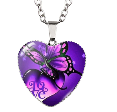 The Fibro Spot Awareness Necklace - Butterfly Under Glass