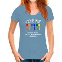 Load image into Gallery viewer, The Fibro Spot &#39;Spoonies Unite&#39; Tee for Women
