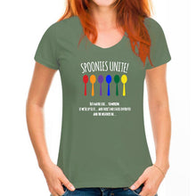 Load image into Gallery viewer, The Fibro Spot &#39;Spoonies Unite&#39; Tee for Women
